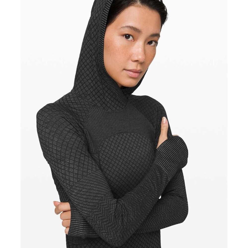 Lululemon Rest Less Hoodie in heathered black/gray size 8